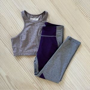 Outdoor Voices Set - 3/4 Two-Tone Warmup Legging & Athena Crop in BlackBerry